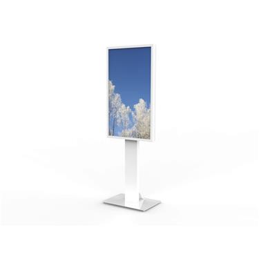 Hi-Nd Floorstand portrait for Samsung OM55N, glass decor, casing, White RAL 9003 Golv