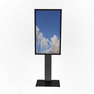 Hi-Nd Floorstand portrait for Samsung OM55N, glass decor, casing, Black RAL 9005 Golv